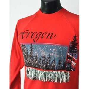 Unworn Vintage Sweatshirt Ski Oregon Mountains Red